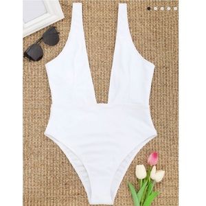 White plunge one-piece